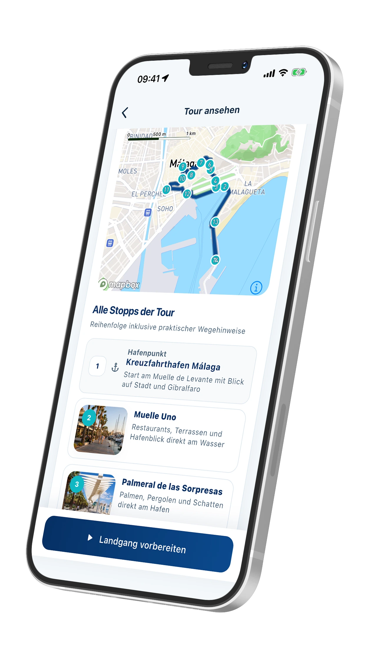 MeinLandgang App: Málaga-Tour mit Karte und Stopps