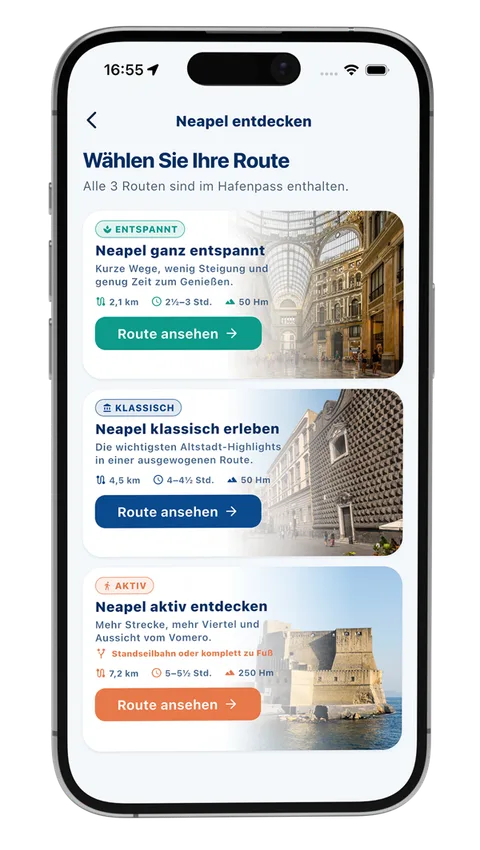 MeinLandgang App: Auswahl zwischen Entspannt, Klassisch und Aktiv