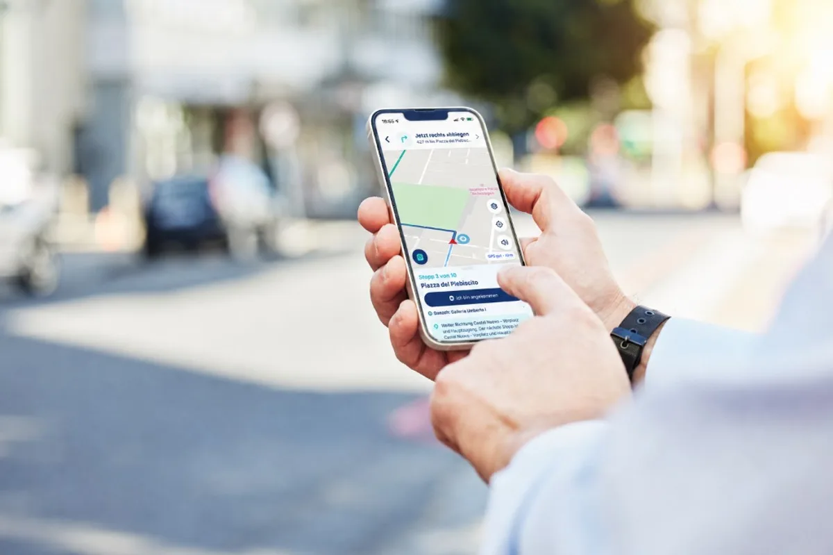 MeinLandgang-Navigation auf einem Smartphone während des Landgangs
