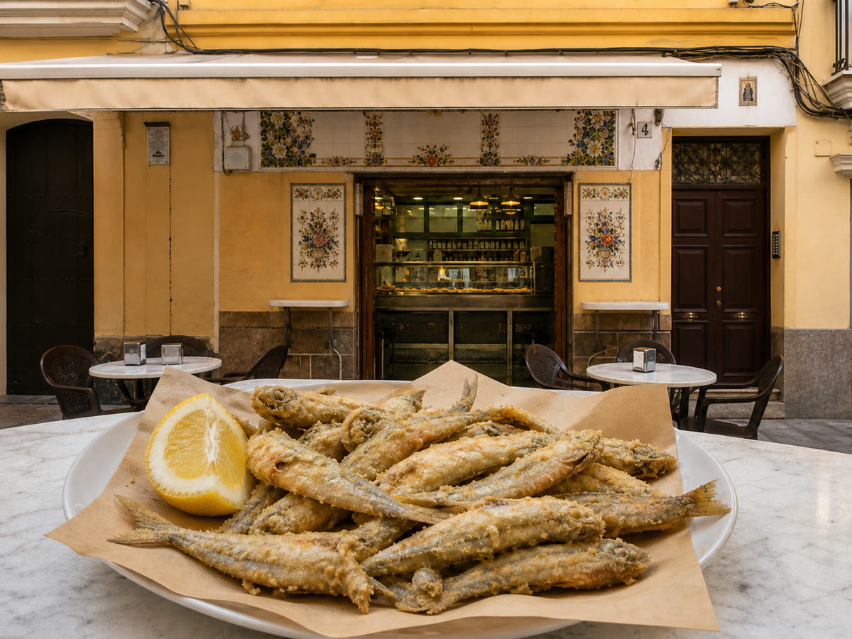 Pescaíto frito bei der Freiduría Las Flores in Cádiz