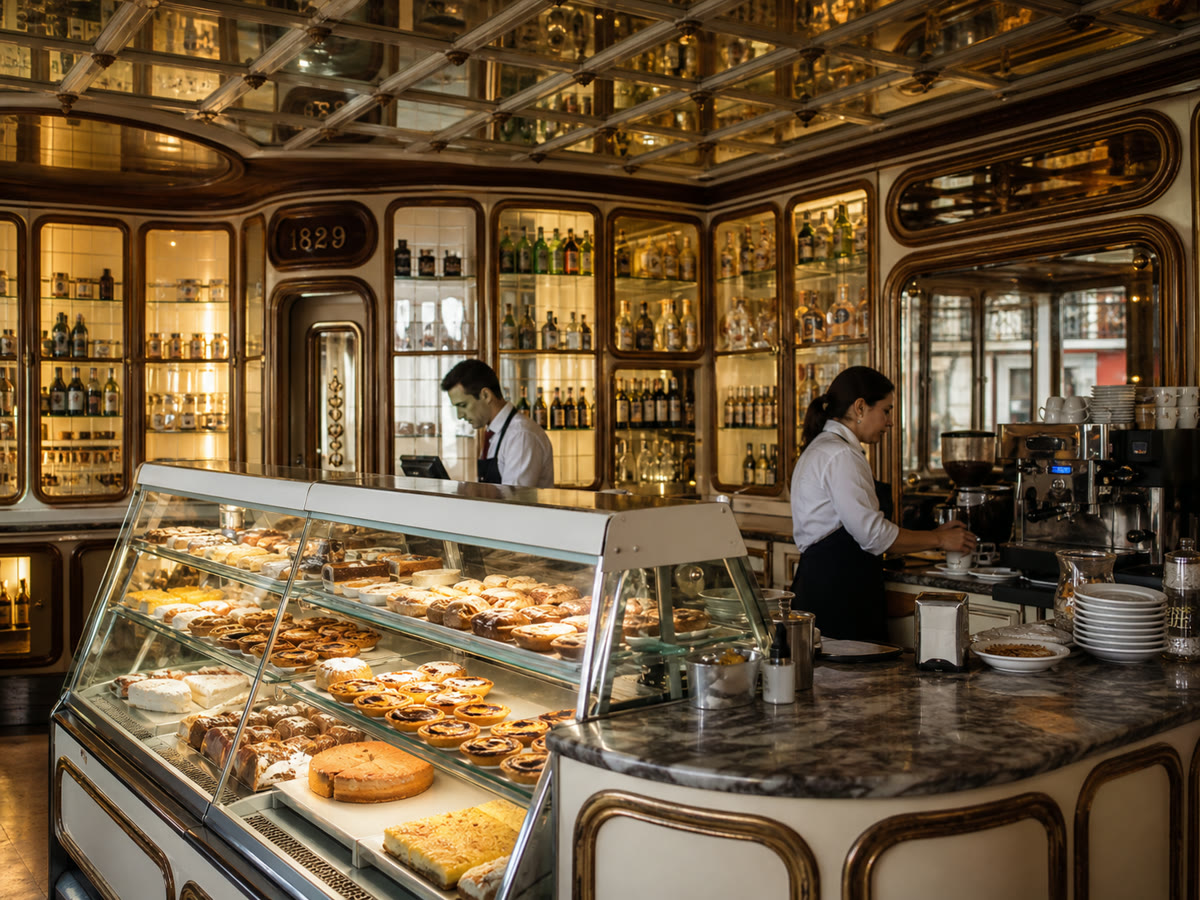 Historischer Innenraum der Confeitaria Nacional in Lissabon